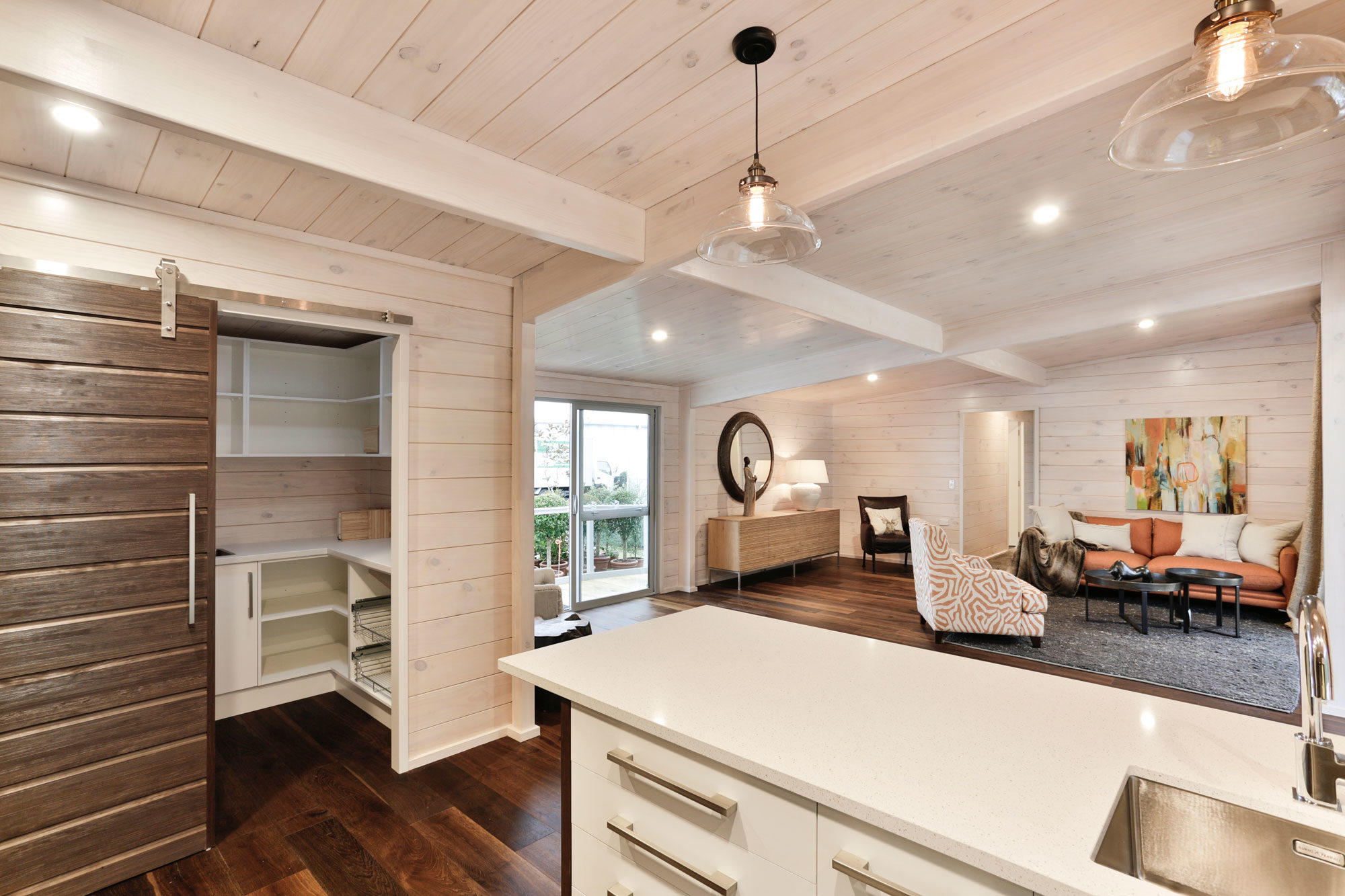 Blonded Interior with Dark Timber Floors