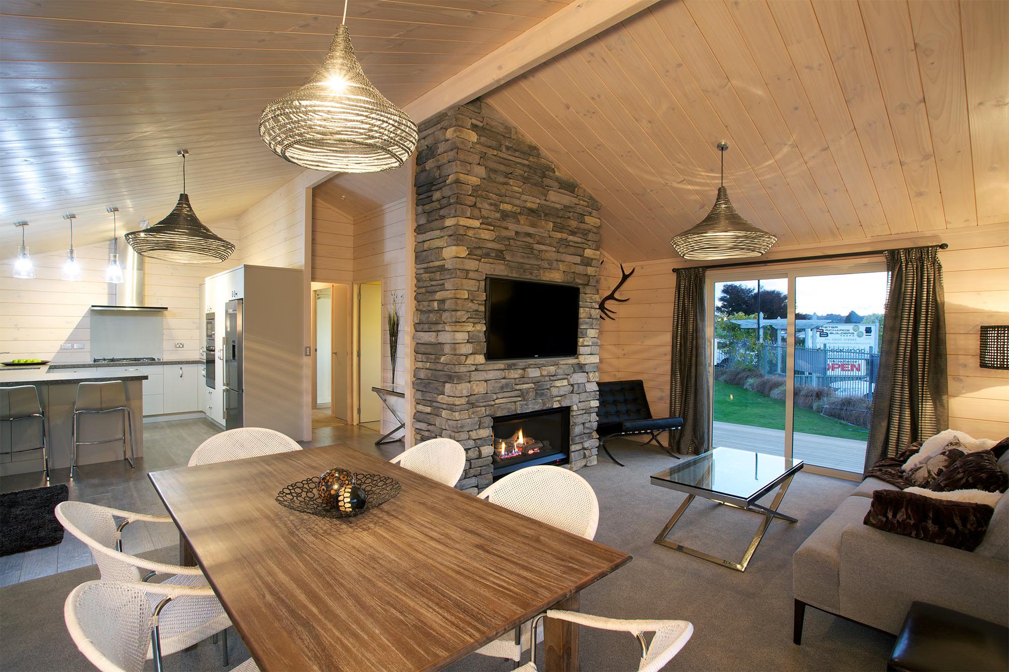 Stone fireplace feature wall in Stewart Home