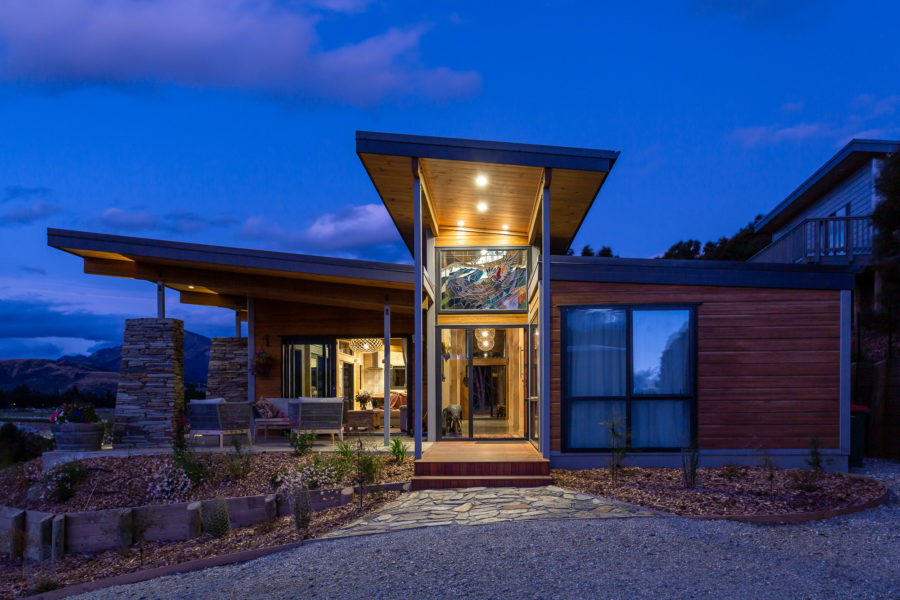 Lockwood Home Night View Stained Glass Pavilion