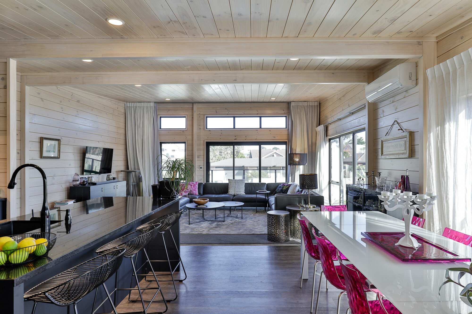 Extra high ceilings give spacious feel