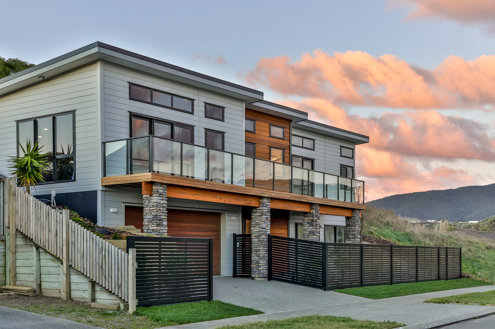 Two storey home built on steep section